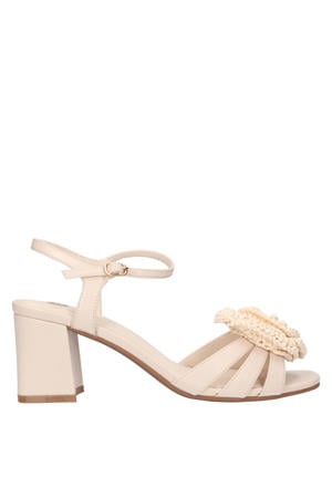 leren sandalettes ecru