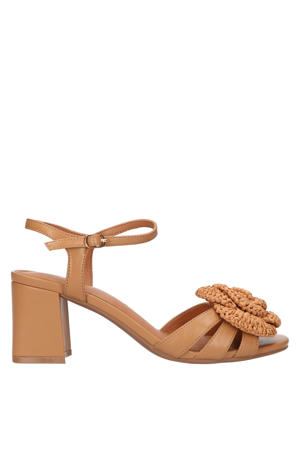 leren sandalettes cognac