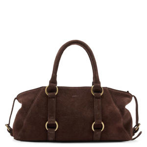 suede handtas donkerbruin