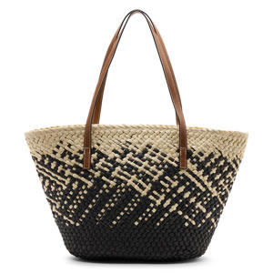 raffia shopper beige/zwart