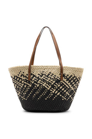 raffia shopper beige/zwart