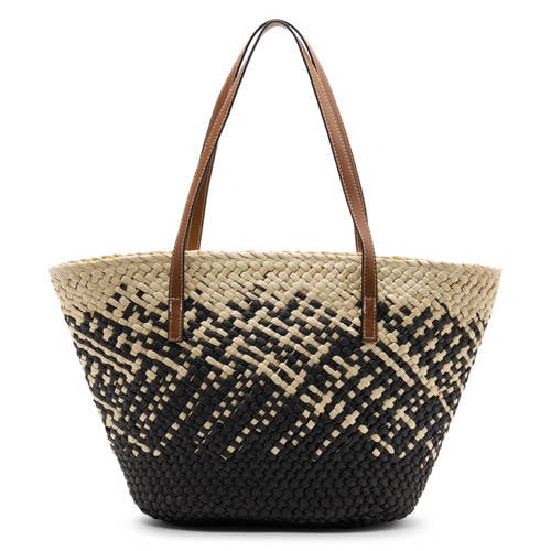 Manfield raffia shoper beige/zwart afbeelding