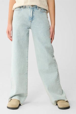 high waist wide leg jeans light blue denim
