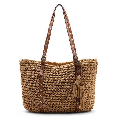 Manfield raffia shopper bruin afbeelding