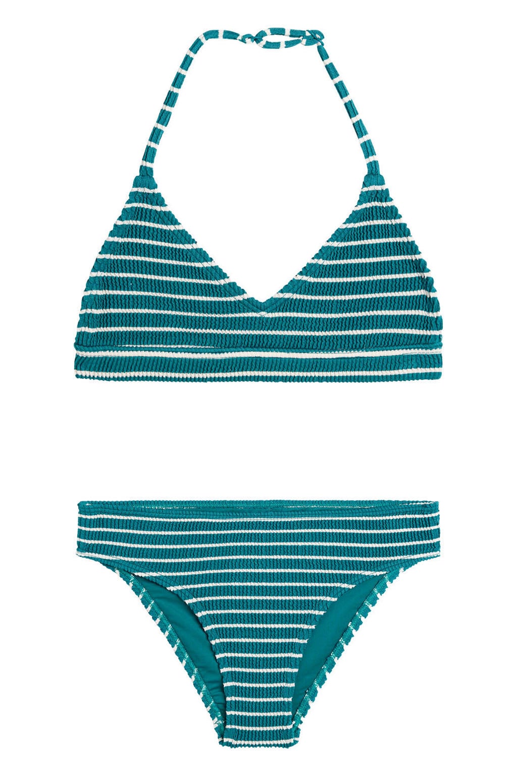 America Today triangel bikini gestreept groen/wit