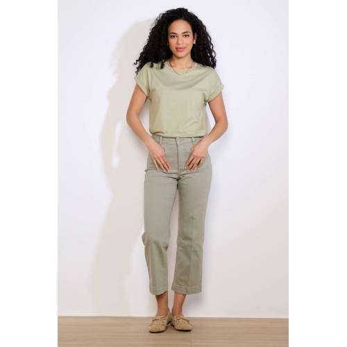 LOLALIZA straight high waist broek lichtkaki afbeelding