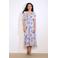 LOLALIZA gebloemde midi jurk met lurex lila
