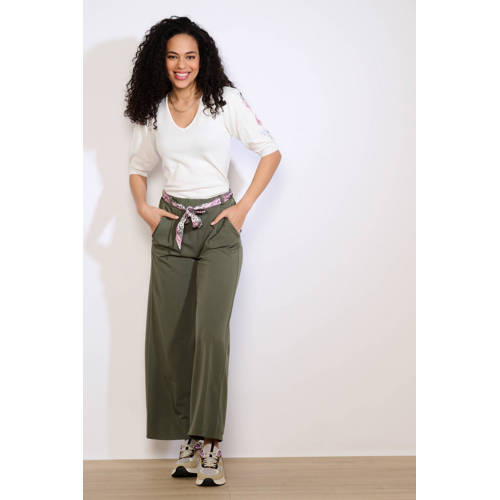 LOLALIZA wide leg regular waist broek kaki afbeelding