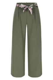 thumbnail: Kakikleurige dames LOLALIZA wide leg regular waist broek met effen