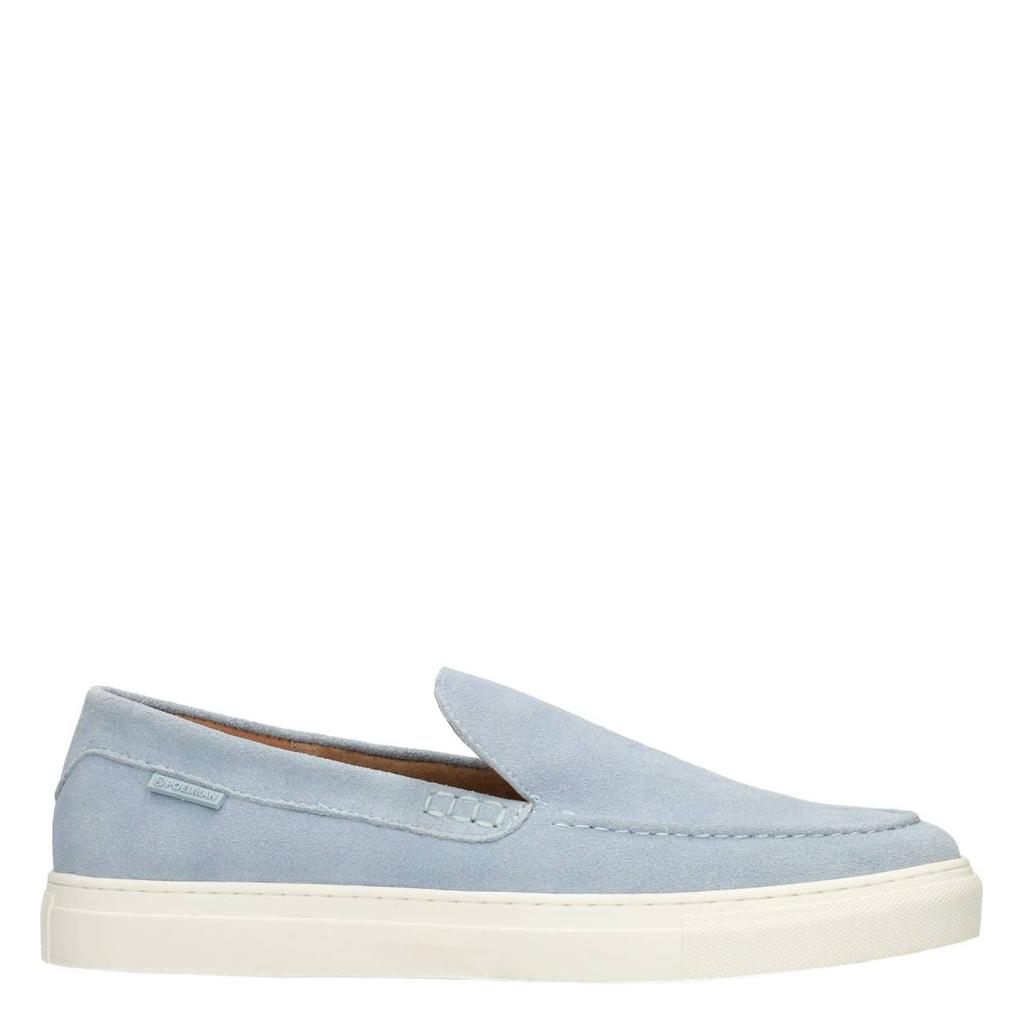Lichtblauwe heren Poelman Mick suède loafers
