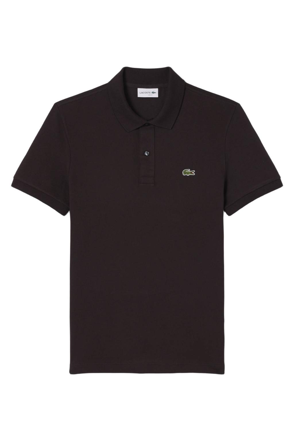Donkerblauwe heren Lacoste slim polo van katoen met effen, korte mouwen en pique