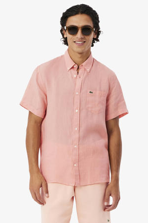 regular casual overhemd met linnen roze