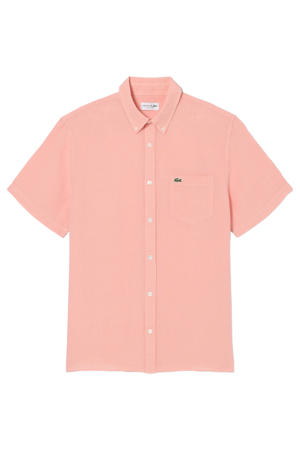 regular casual overhemd met linnen roze