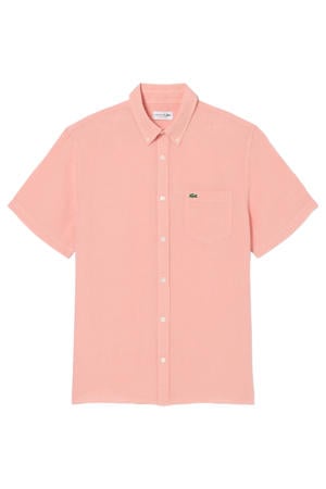 regular casual overhemd met linnen roze