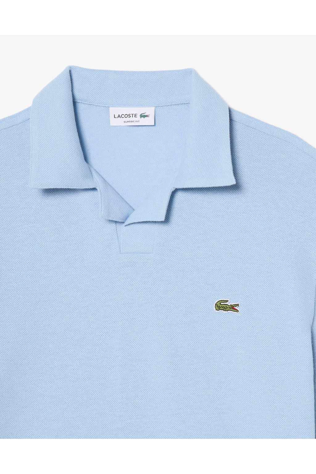 Blauwe heren Lacoste polo van linnen met effen, korte mouwen en pique