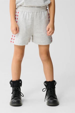 sweatshort met hartjes lichtgrijs