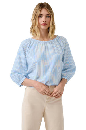 gestreepte blousetop lichtblauw
