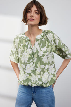 gebloemde top groen