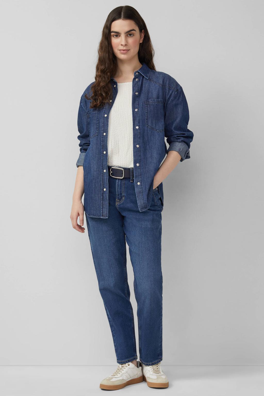 Witte dames s.Oliver T-shirt van polyester met effen, korte mouwen, ronde hals en textuur
