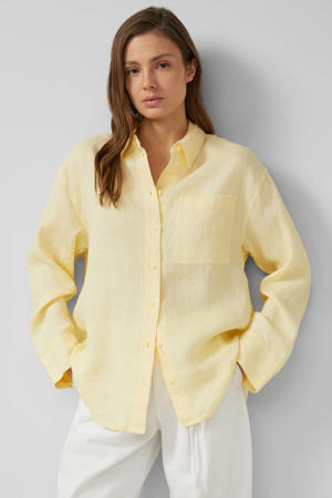 blouse met linnen lichtgeel