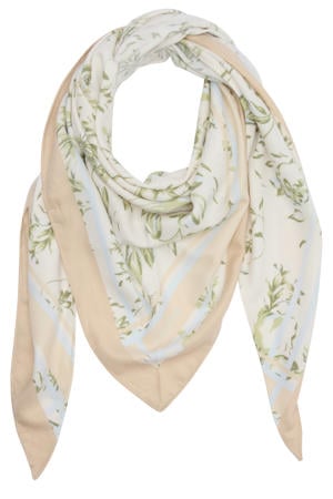 sjaal met bloemenprint ecru