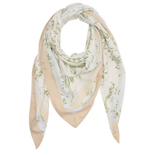 s.Oliver sjaal met bloemenprint ecru afbeelding