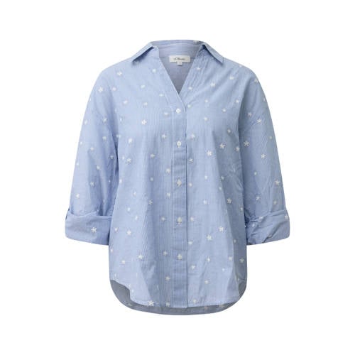 s.Oliver gebloemde blouse met krijtstreep blauw afbeelding