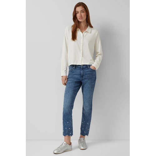 s.Oliver slim fit jeans met parels medium blue denim afbeelding