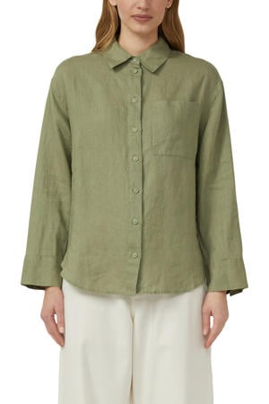 blouse met linnen kaki