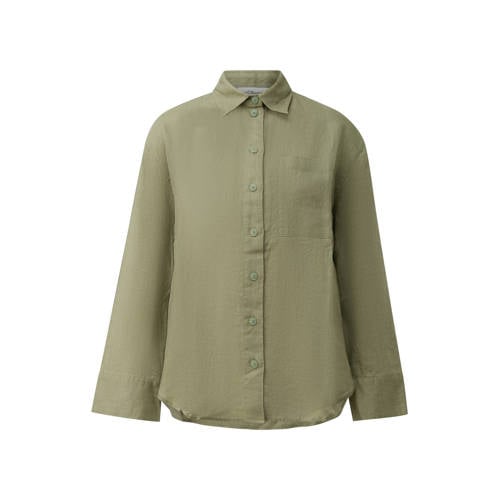 s.Oliver blouse met linnen kaki afbeelding