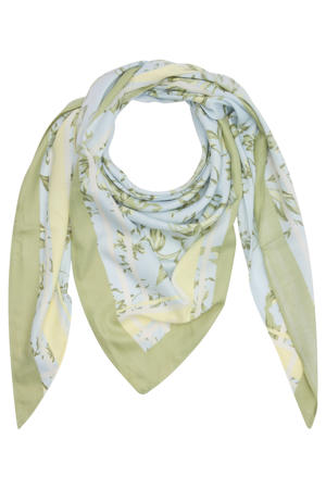 sjaal met bloemenprint lichtblauw