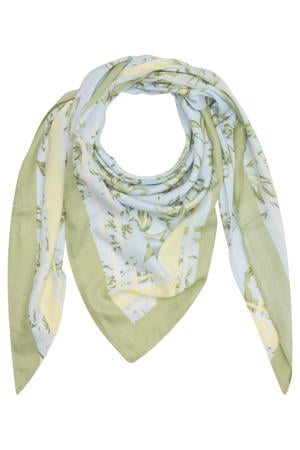 sjaal met bloemenprint lichtblauw