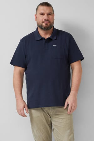 regular polo met textuur donkerblauw