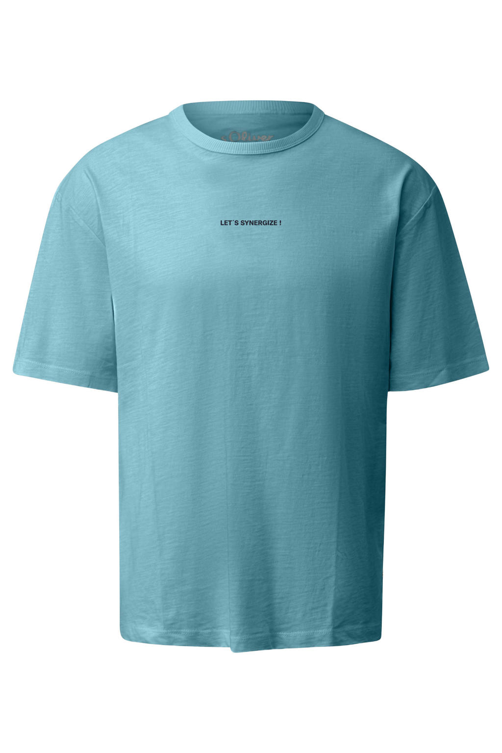 Petrolkleurige heren s.Oliver Big Size relaxed T-shirt Plus Size van katoen met backprint en korte mouwen