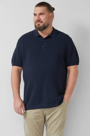 regular polo gebreid donkerblauw