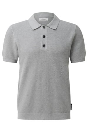 regular polo gebreid lichtgrijs