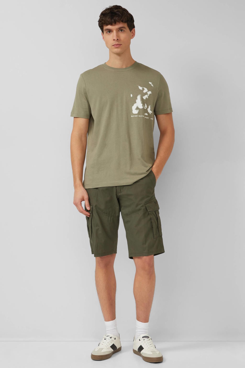 s.Oliver regular cargo short donkergroen