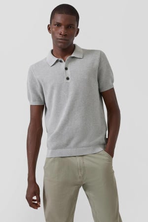regular polo gebreid lichtgrijs