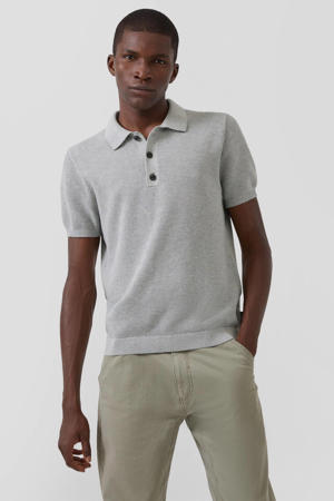 regular polo gebreid lichtgrijs