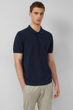 regular polo gebreid donkerblauw