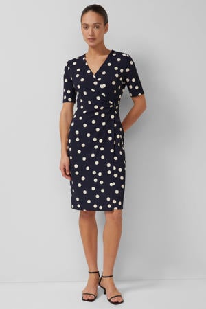 korte jurk met stippen marineblauw