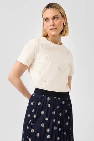 gebloemde T-shirt ecru
