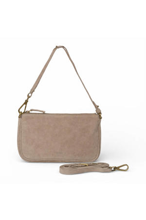 leren crossbody tas taupe
