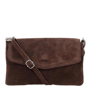 suede crossbody tas donkerbruin