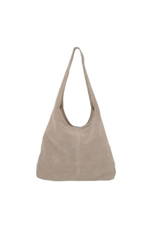 suede schoudertas taupe