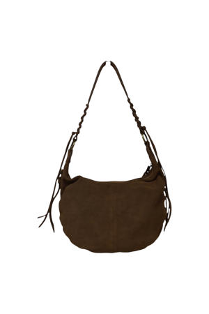 suede schoudertas bruin