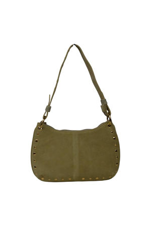 leren schoudertas met studs beige