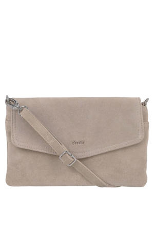 suede crossbody tas beige