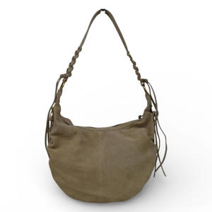suede schoudertas beige