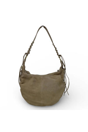 suede schoudertas beige